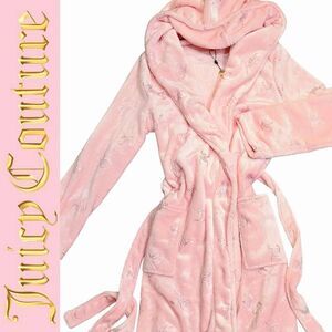 Juicy Couture Iridescent JC Logo Plush Collar Hooded Robe
